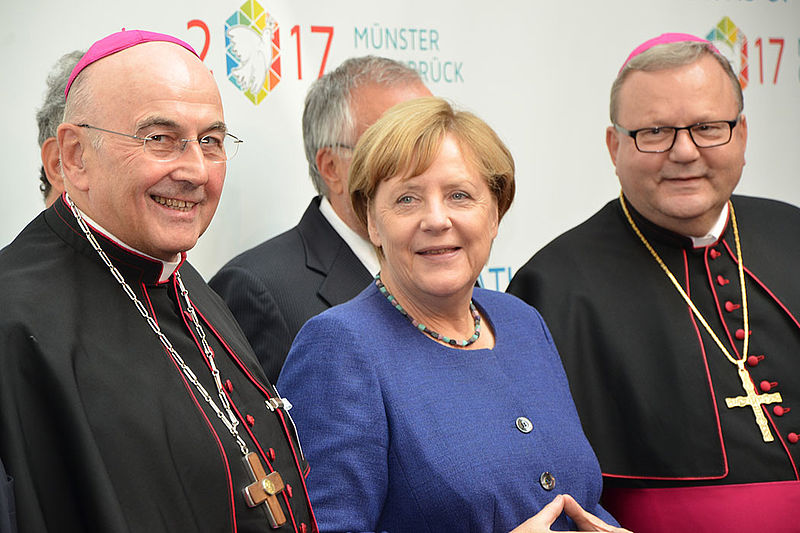 Bischof Felix mit Bundeskanzlerin Merkel und Osnabrücks Bischof Bode