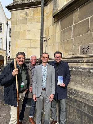 Freuen sich über die Eröffnung des neuen Jakobswegs: (von links) Peter Dijkstra, Fokko Bosker, Gert Leene und Klaus Rosenau. 