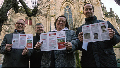  (v.l.) Vorsitzender Karl Schmitz, Propst Klaus Wittke, Schatzmeisterin Heidi Schmitz und Domkantor Matthias Zangerle