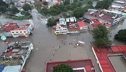 Überflutete Straßen in Tula/Mexiko