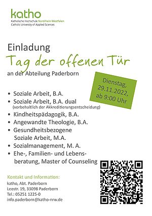 Plakat "Einladung zum "Tag der offenen Tür" an der katho Paderborn"