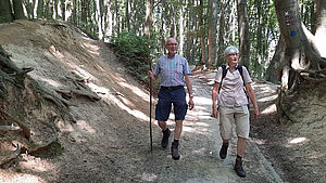 Ein Paar wandert durch die Baumberge