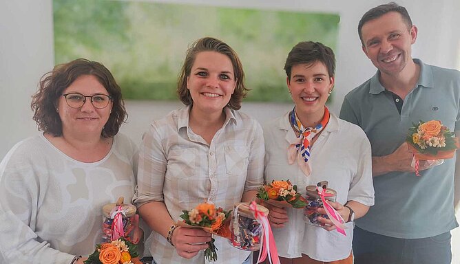 Jennifer Dellnitz, Maximiliane Decker, Anika Rinke und Jarek Weisser (von links) sind neu um Team der Ehe-, Familien- und Lebensberatung im Kreis Kleve. Sylvia Booltink fehlt auf dem Foto. 