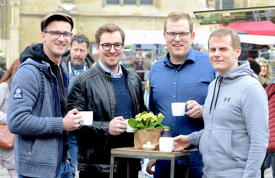 Die vier jungen Männer, die am 15. April zu Diakonen geweiht werden.