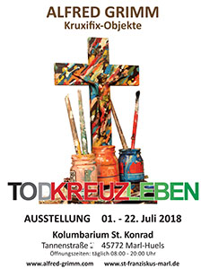 Das Plakat der Ausstellung zeigt ein bunt bemaltes Kreuz sowie den Titel der Ausstellung TodKreuzLeben. Das Plakat der Ausstellung zeigt ein bunt bemaltes Kreuz sowie den Titel der Ausstellung TodKreuzLeben.