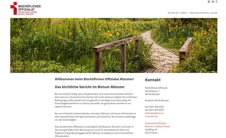 Bildschirmfoto der neuen Website des Kirchengerichts im Bistum Münster