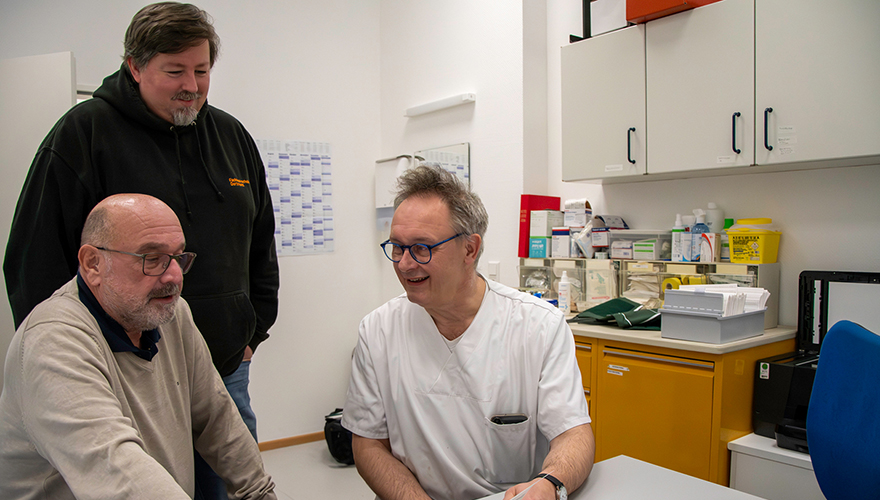 (von links) Dr. Joachim Steidel, Denis Köhler und Dr. Markus Dechêne von der Medizinischen Hilfe in Recklinghausen-Süd. (von links) Dr. Joachim Steidel, Denis Köhler und Dr. Markus Dechêne von der Medizinischen Hilfe in Recklinghausen-Süd.