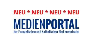 Logo des "Medienportal der Evangelischen und Katholischen Medienzentralen", darüber der Schriftzug "Neu".