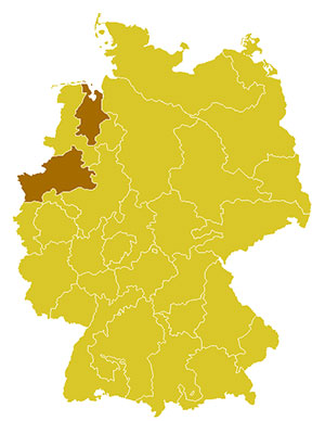 Deutschlandkarte mit der Position des Bistums Münster.