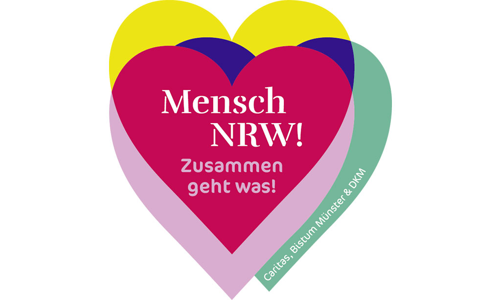 Logo der Kampagne mit der Aufschrift "Mensch NRW - Zusammen geht was!"